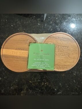 Kate Spade New York All in Good Taste Wooden‎ Coasters Set of 4 NWT